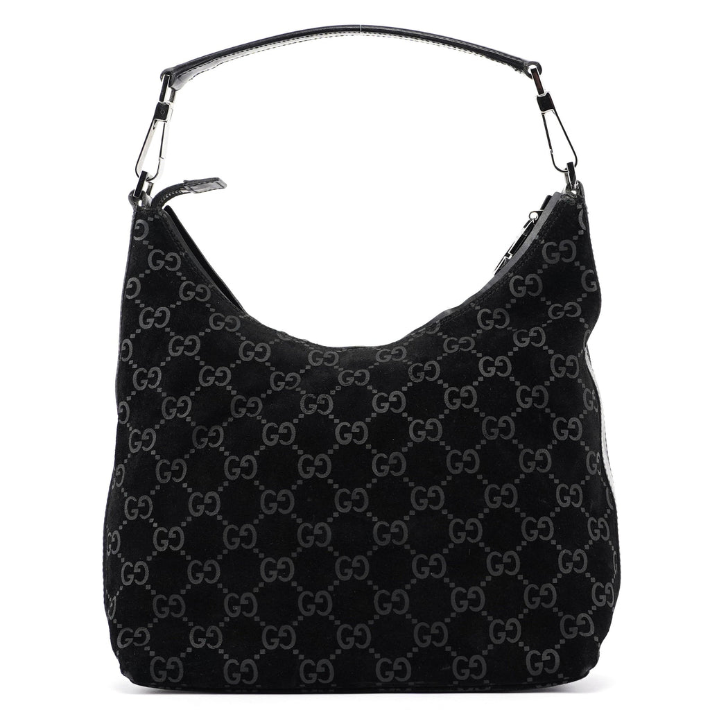 Black Suede GG Shoulder Bag