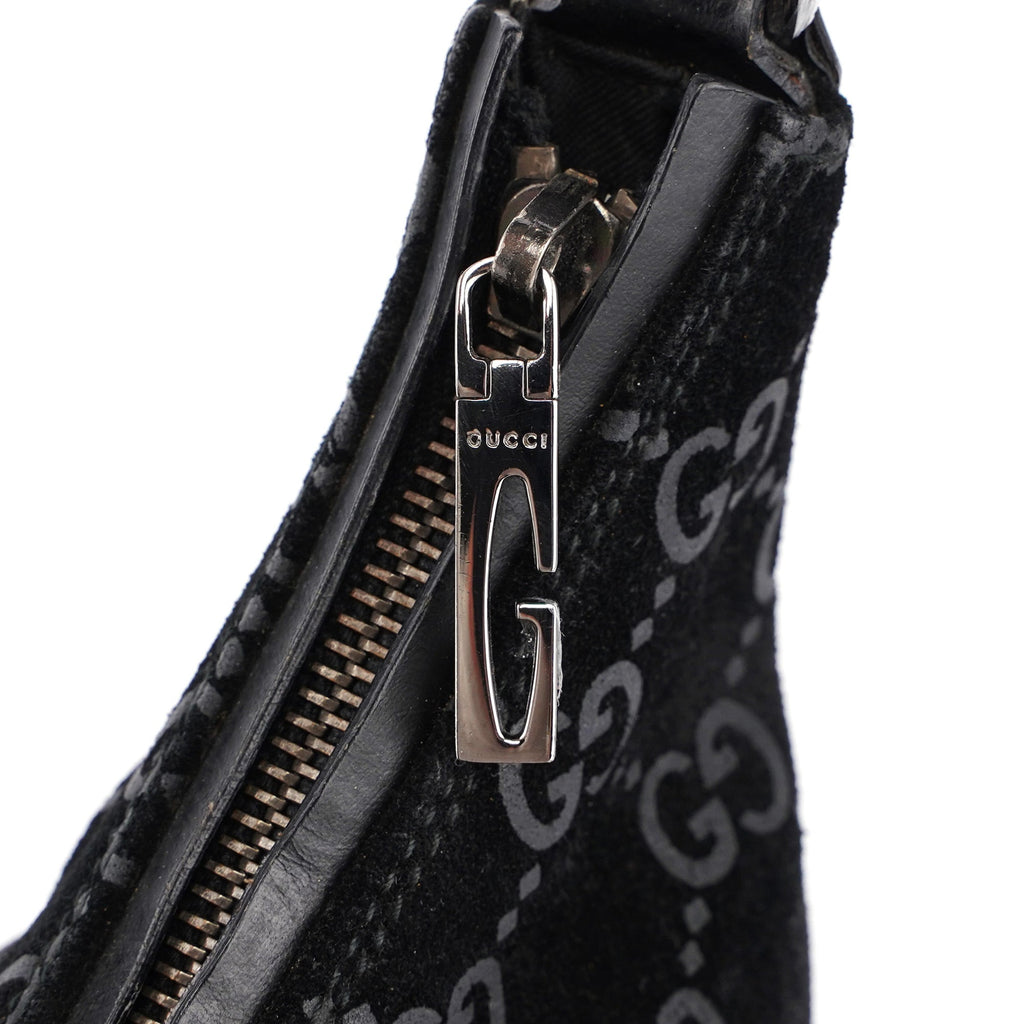 Black Suede GG Shoulder Bag