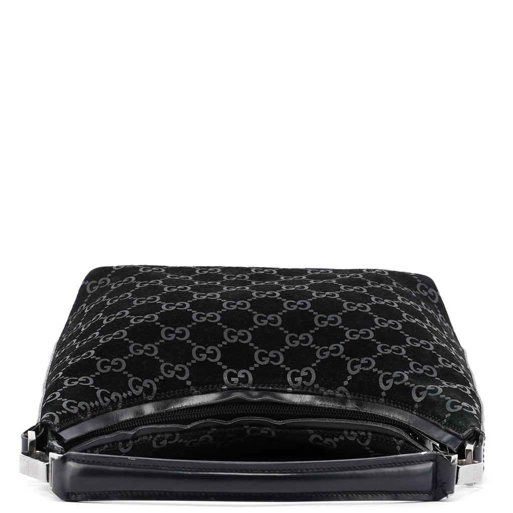 Black Suede GG Shoulder Bag