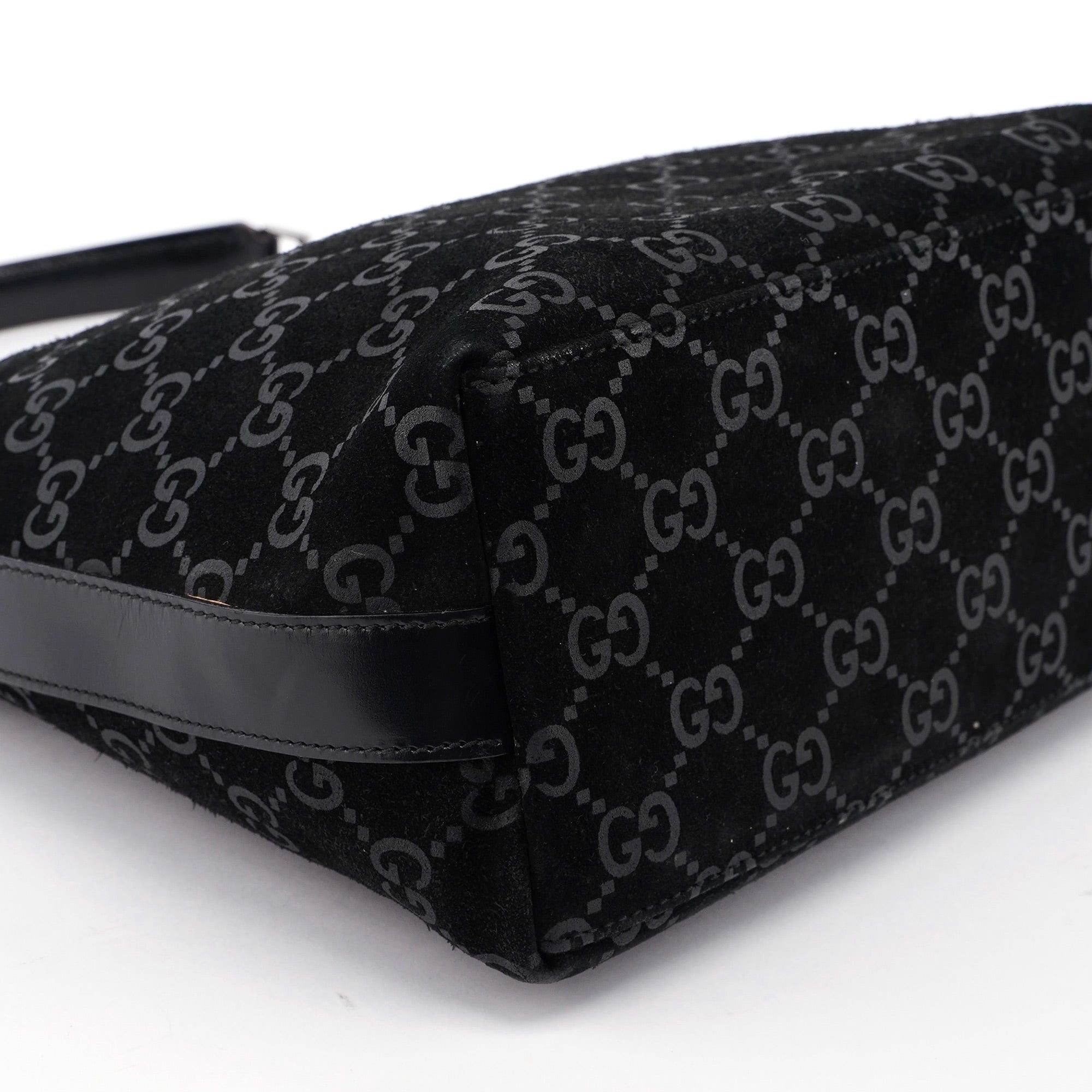 Black Suede GG Shoulder Bag