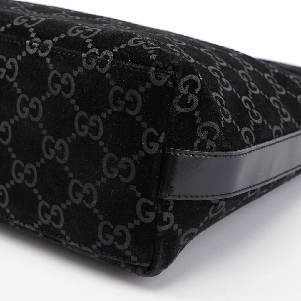 Black Suede GG Shoulder Bag