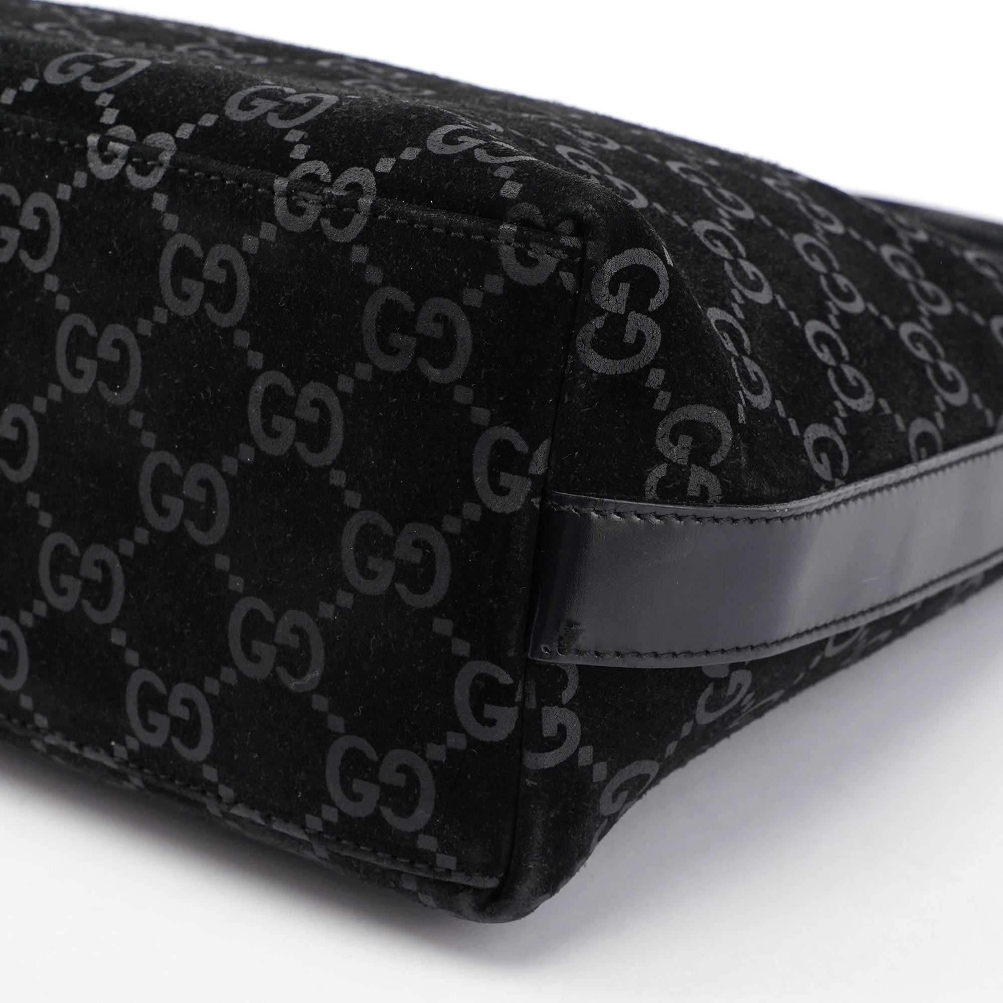 Black Suede GG Shoulder Bag