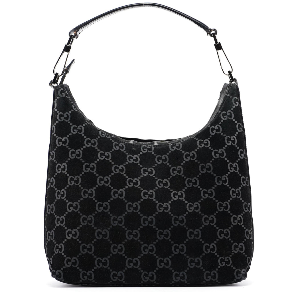 Black Suede GG Shoulder Bag