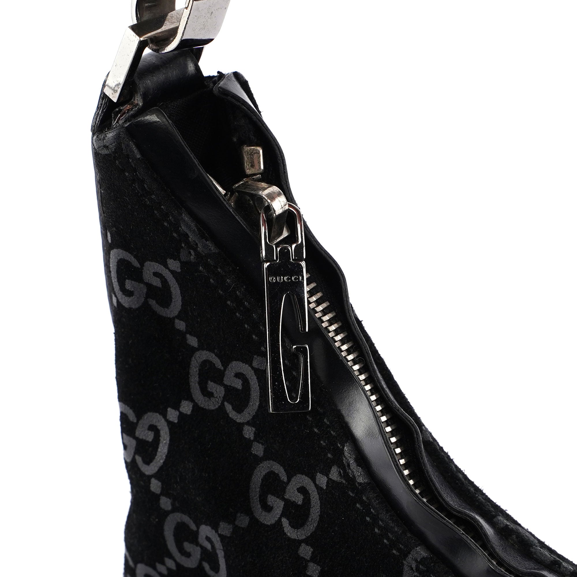 Black Suede GG Shoulder Bag