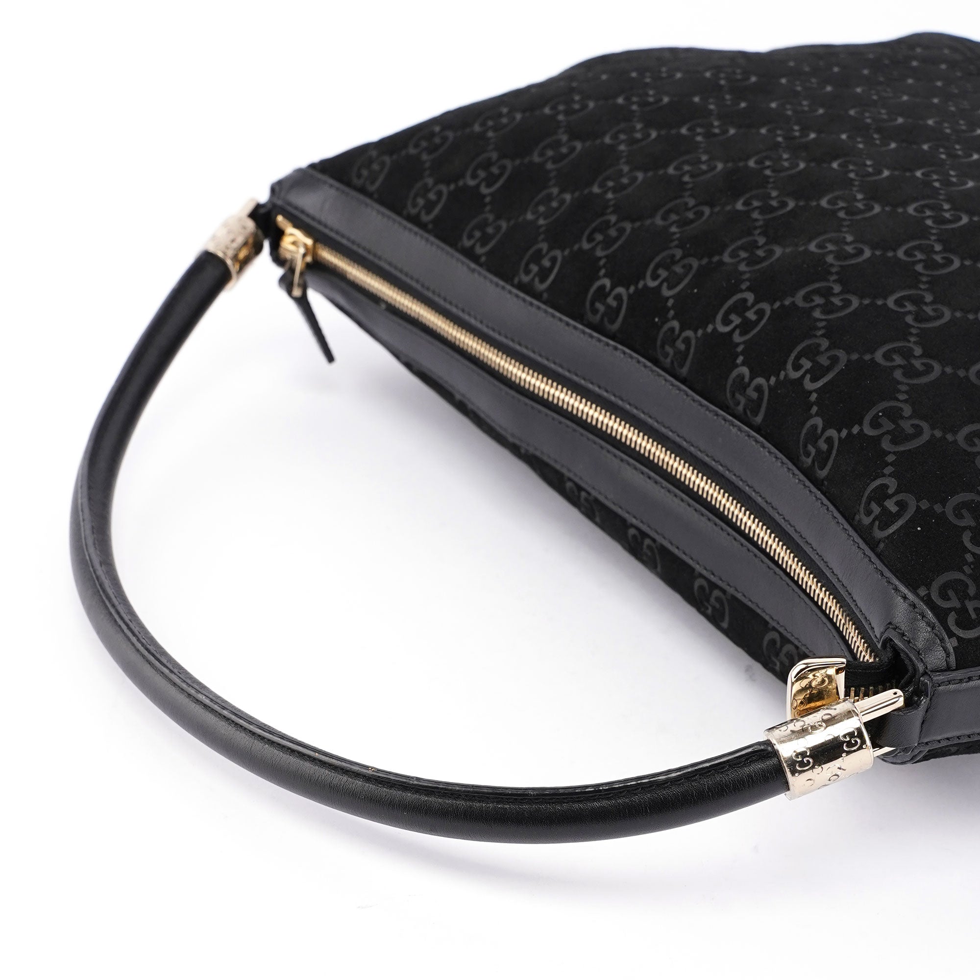 Black Suede GG Shoulder Hobo Bag