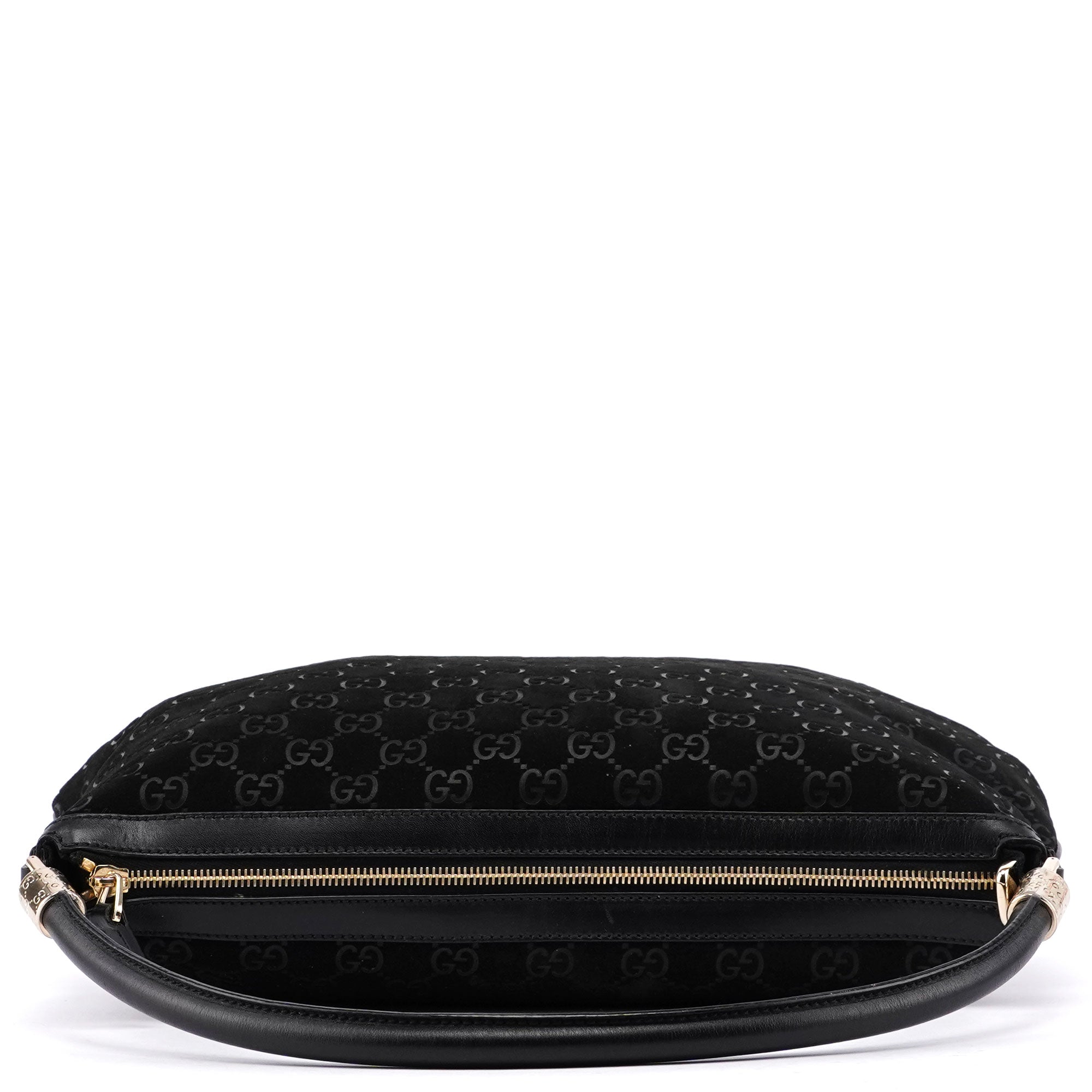Black Suede GG Shoulder Hobo Bag
