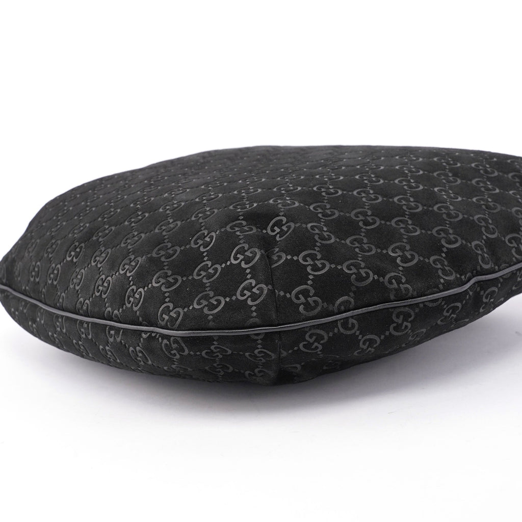 Black Suede GG Shoulder Hobo Bag