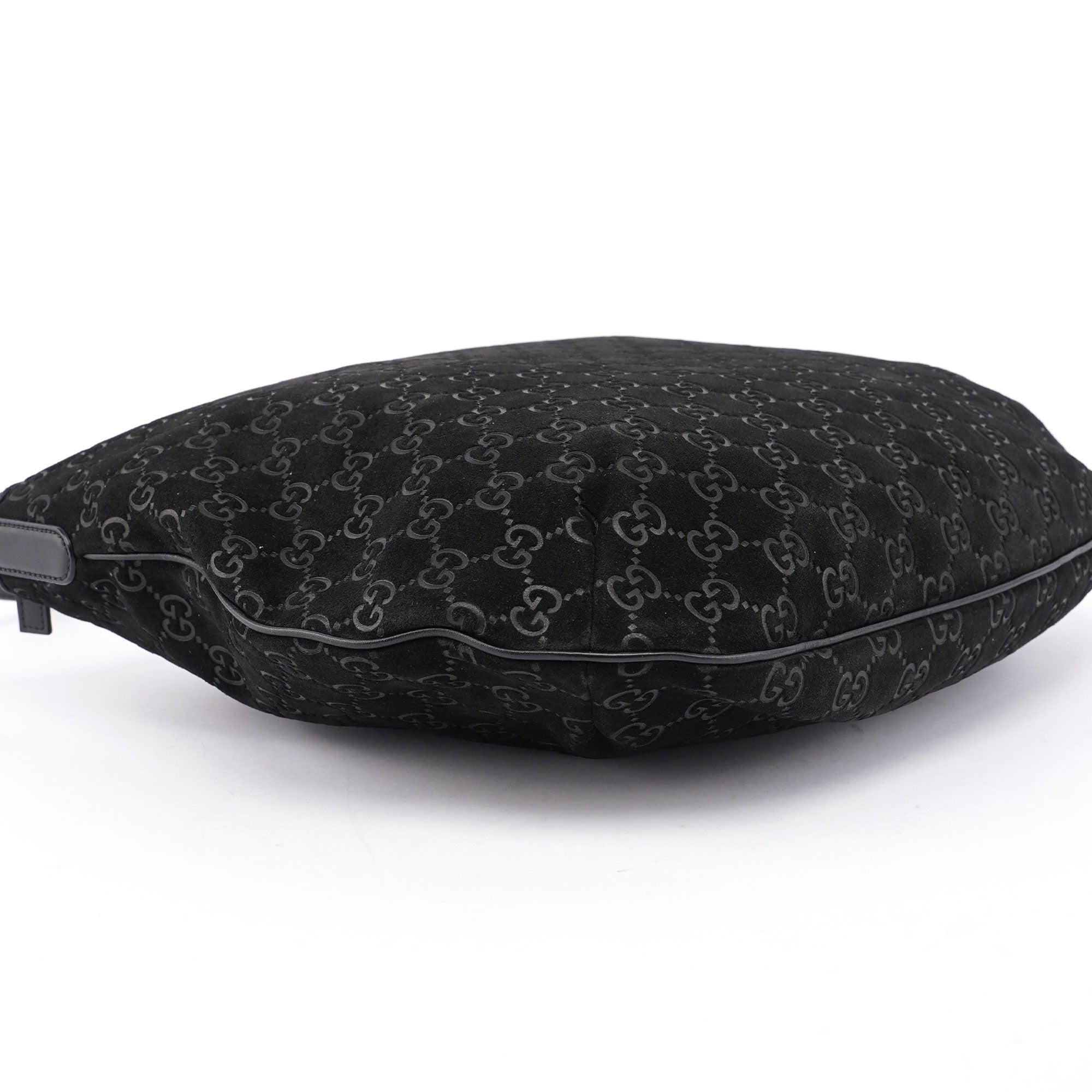 Black Suede GG Shoulder Hobo Bag