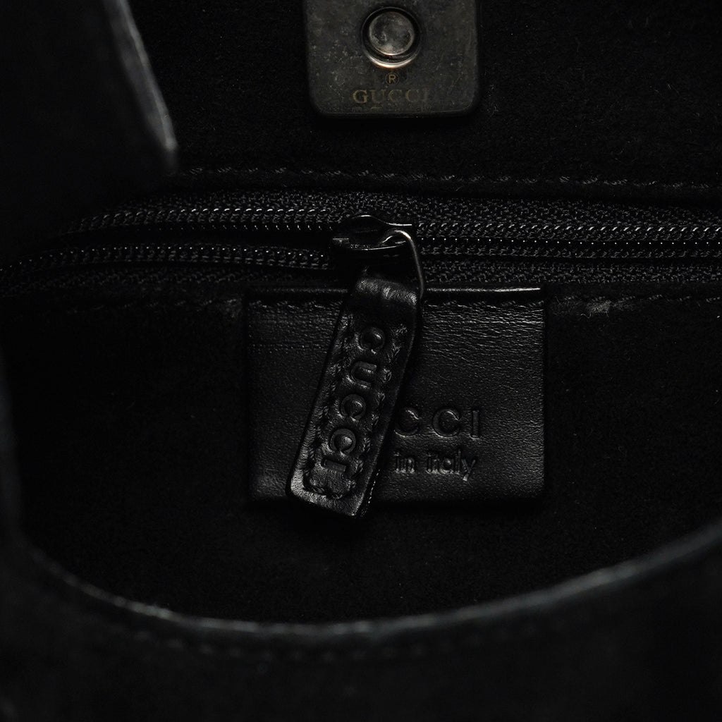 Black Suede Hobo Shoulder Bag