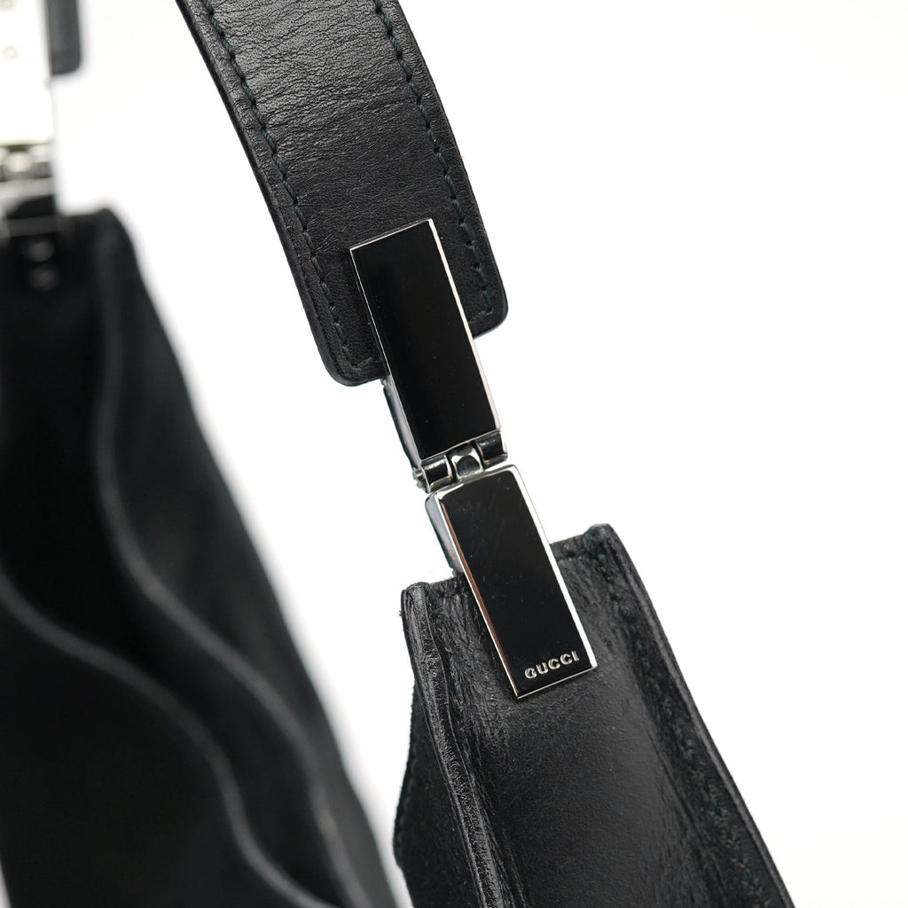 Black Suede Hobo Shoulder Bag