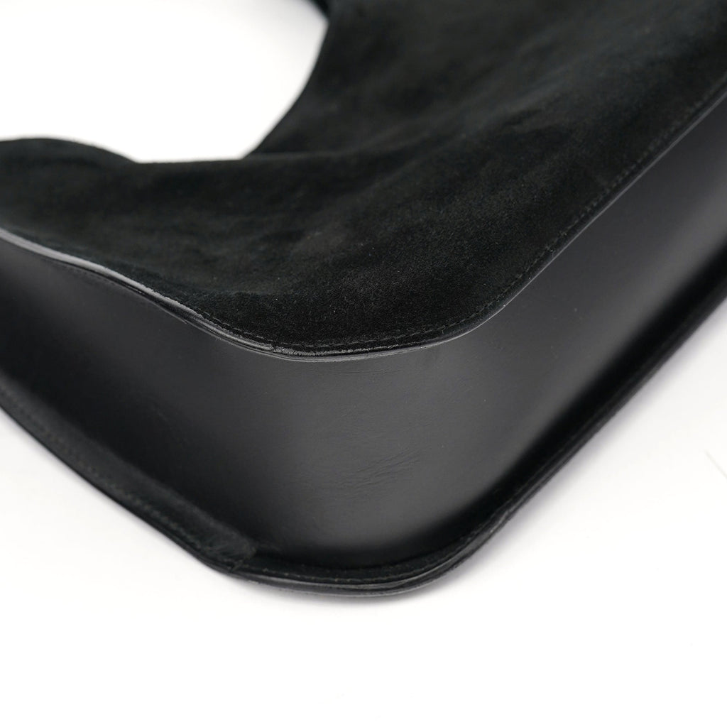 Black Suede Hobo Shoulder Bag
