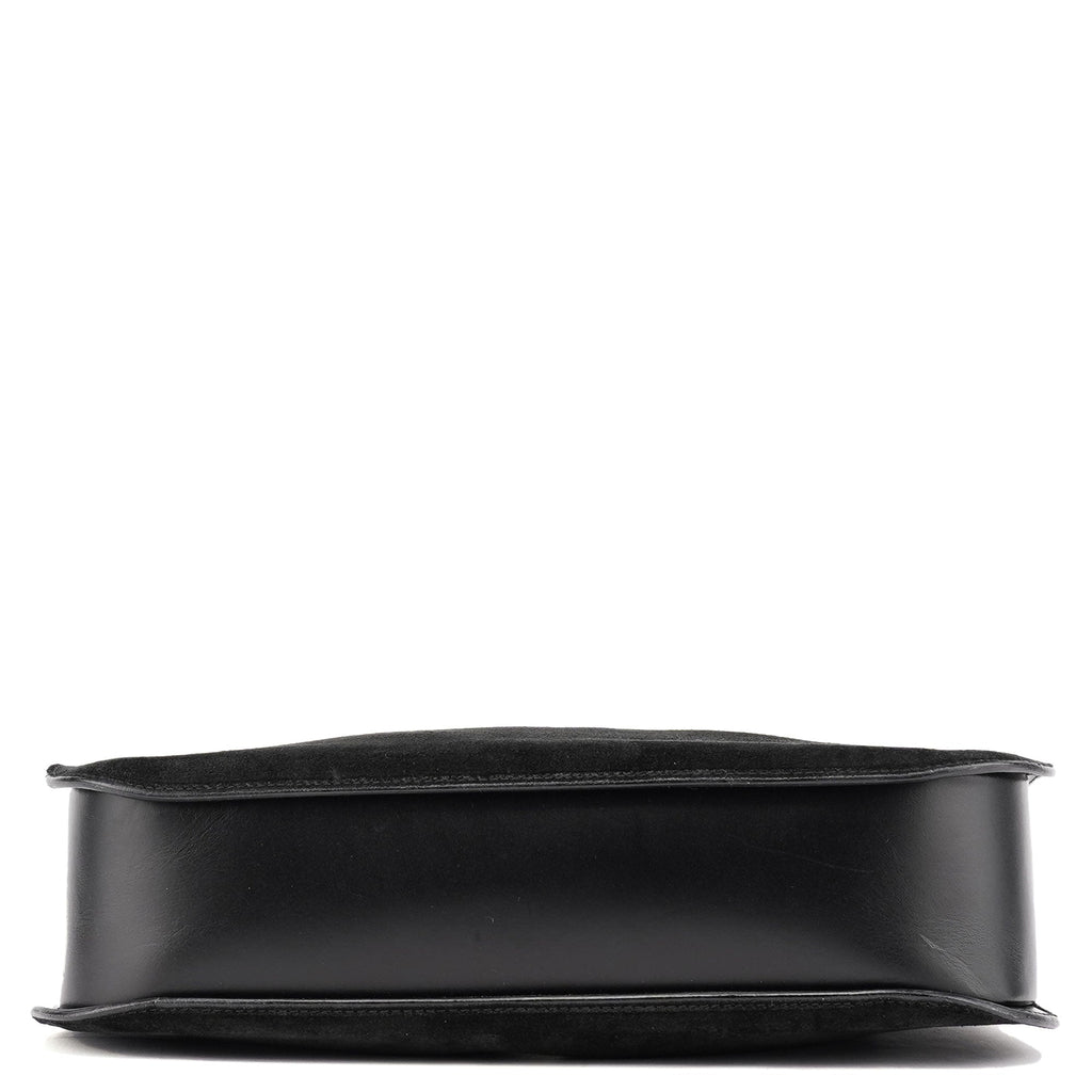 Black Suede Hobo Shoulder Bag