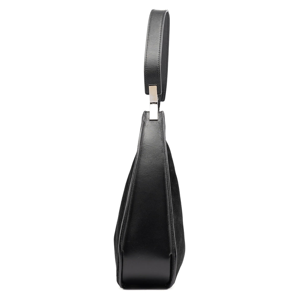 Black Suede Hobo Shoulder Bag