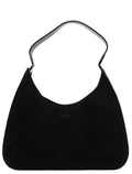 Black Suede Hobo Shoulder Bag