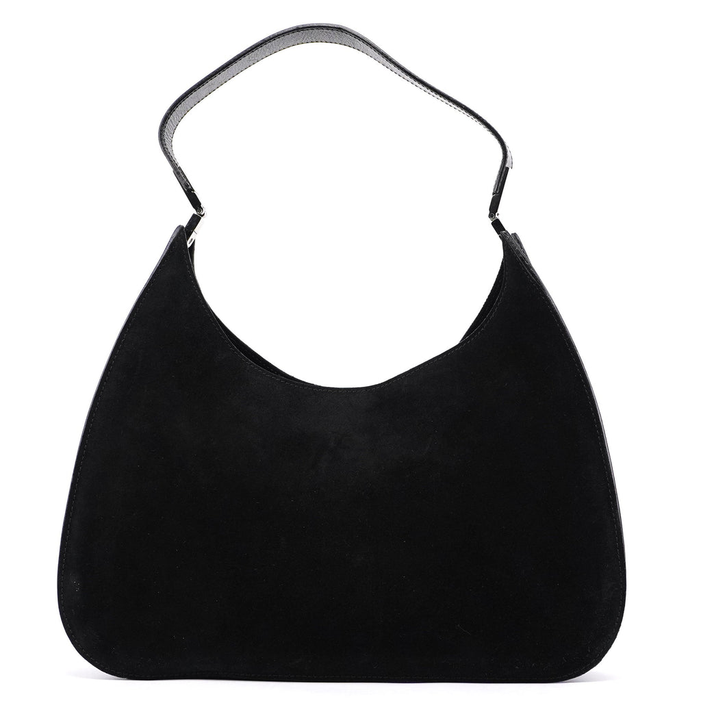 Black Suede Hobo Shoulder Bag