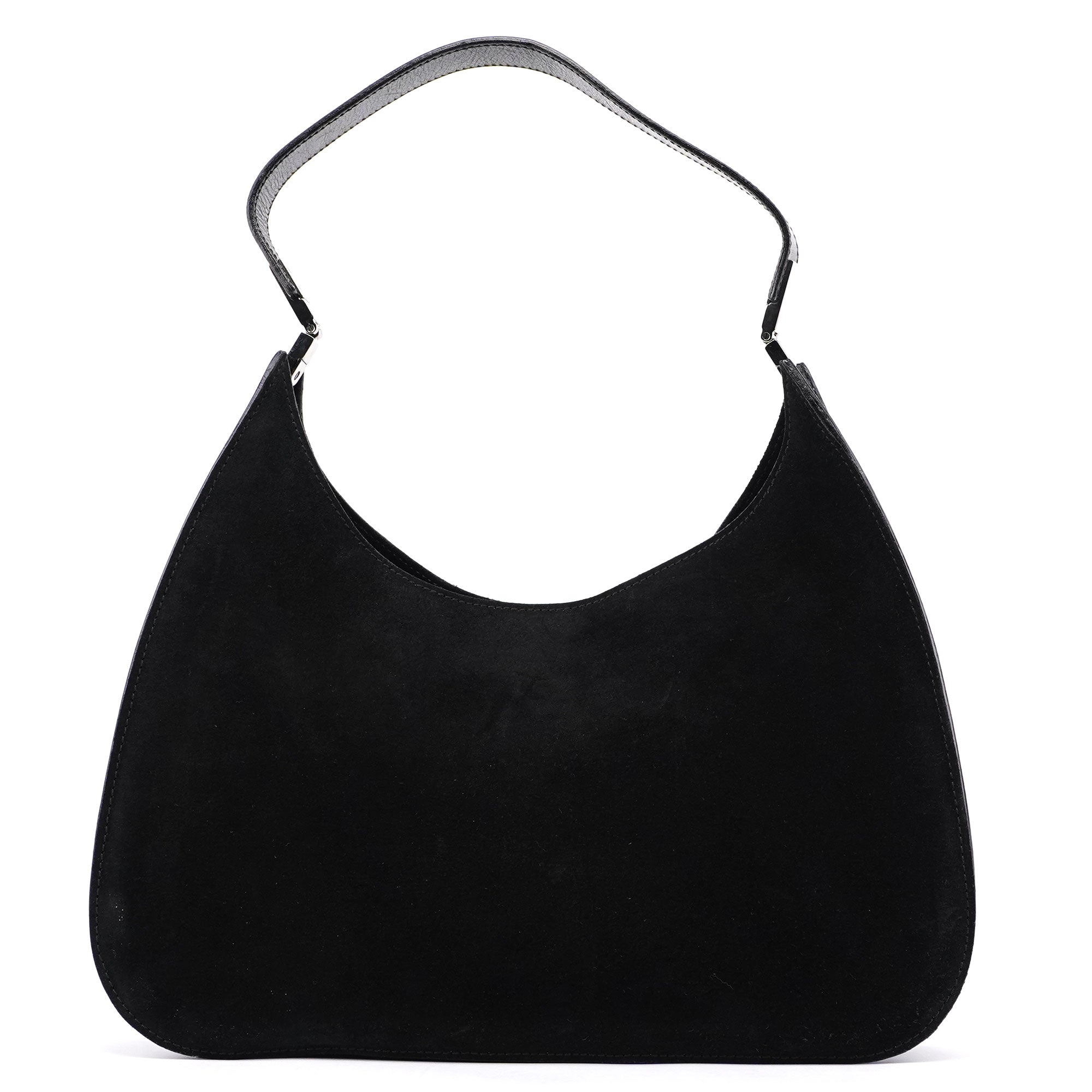 Black Suede Hobo Shoulder Bag