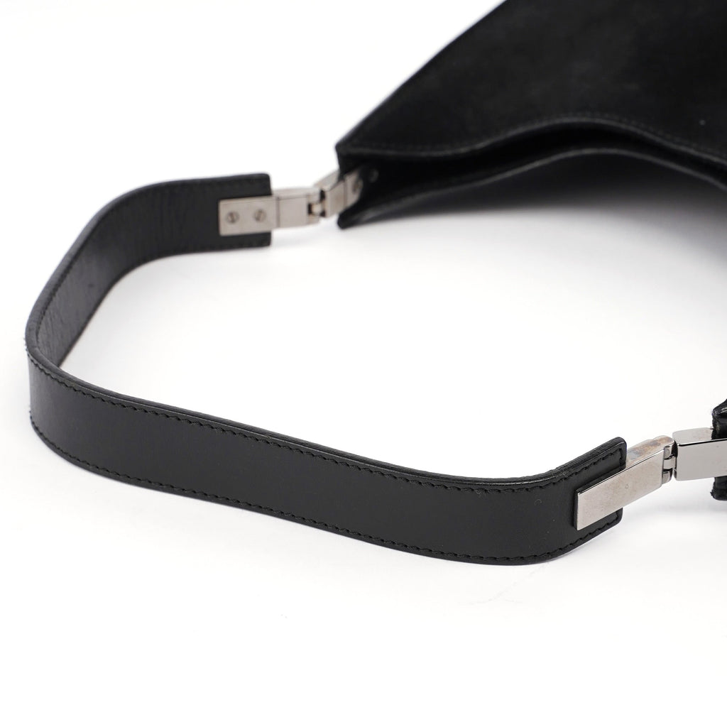 Black Suede Hobo Shoulder Bag