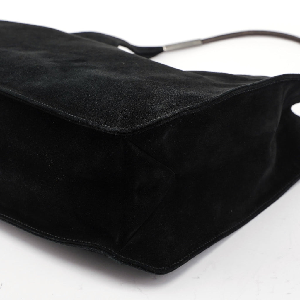 Black Suede Hobo Shoulder Bag