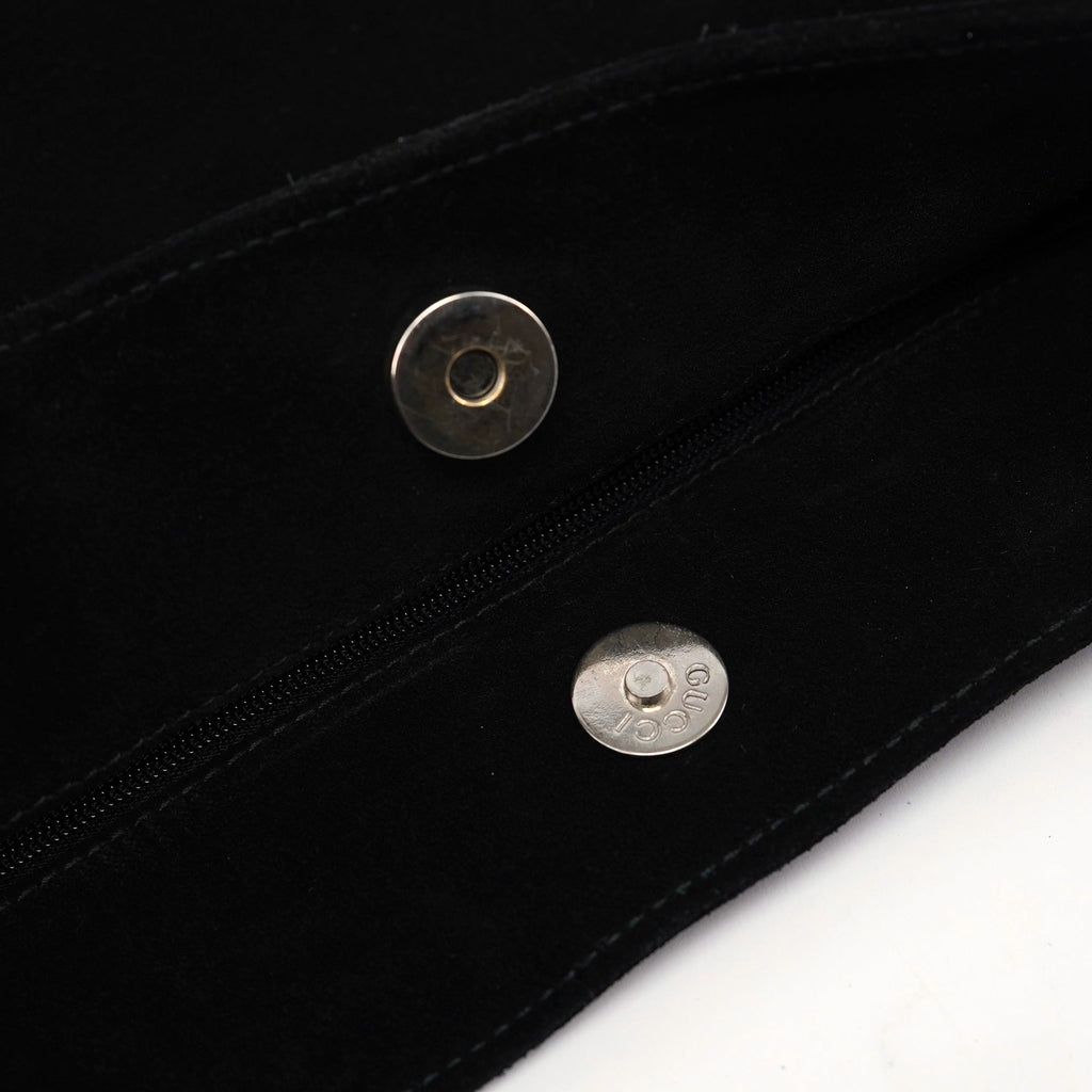 Black Suede Hobo Shoulder Bag