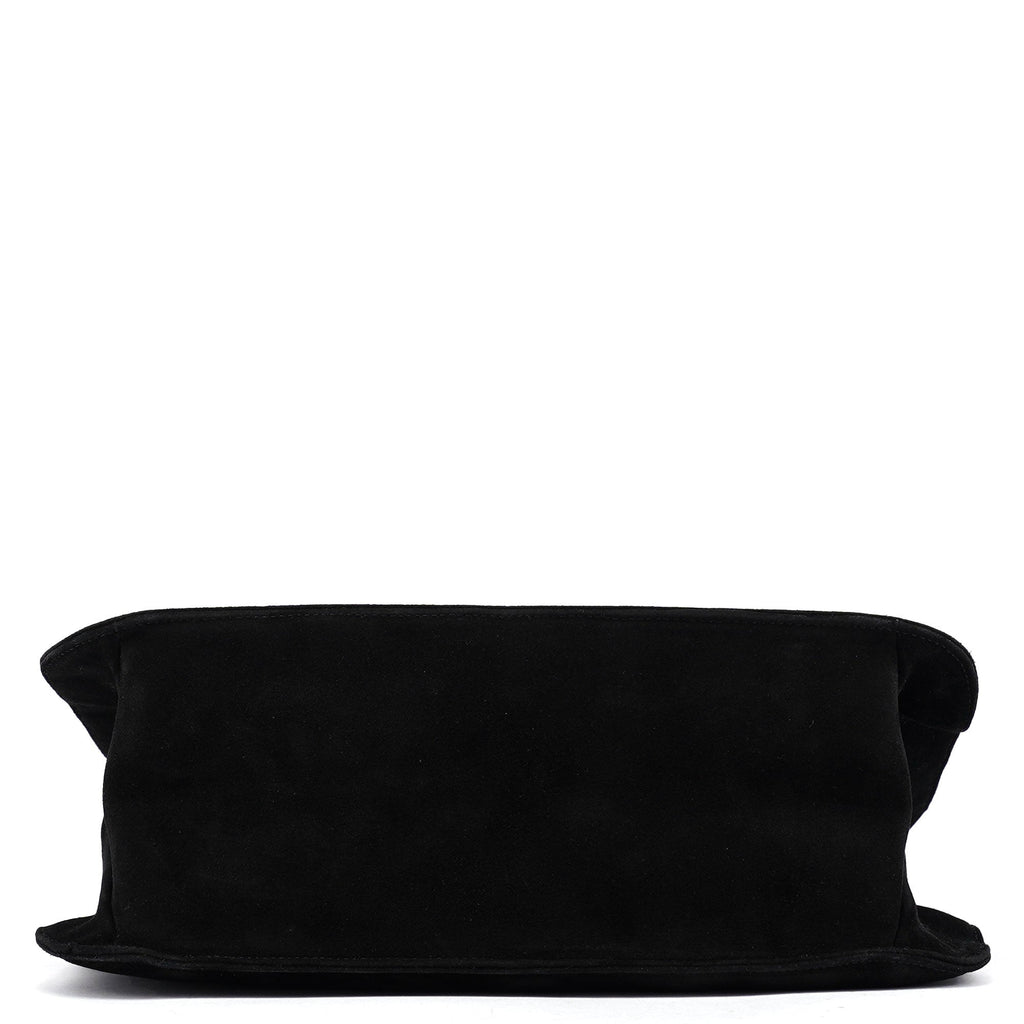 Black Suede Hobo Shoulder Bag