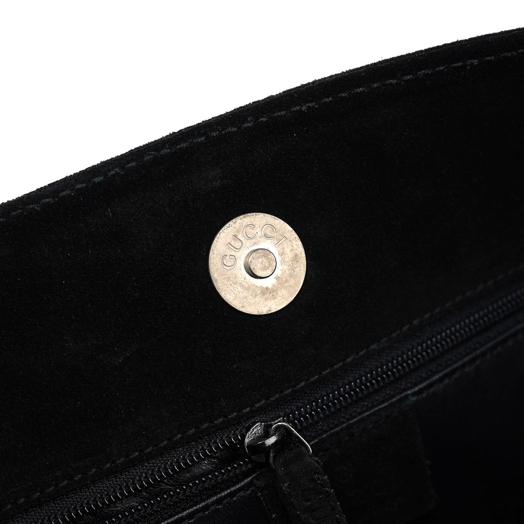 Black Suede Hobo Shoulder Bag