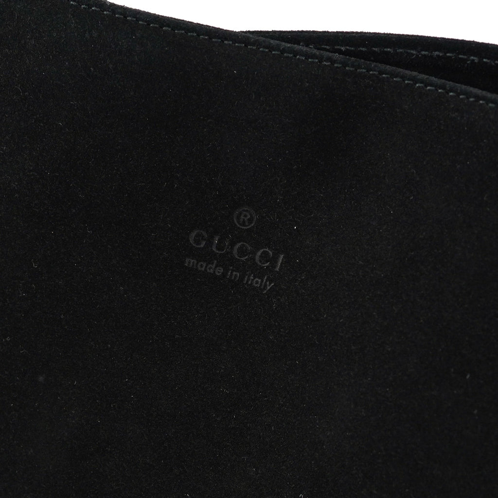 Black Suede Hobo Shoulder Bag