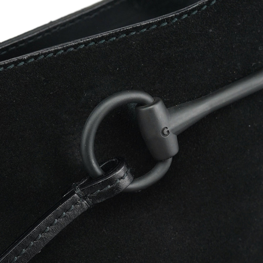 Black Suede Horsebit Shoulder Bag