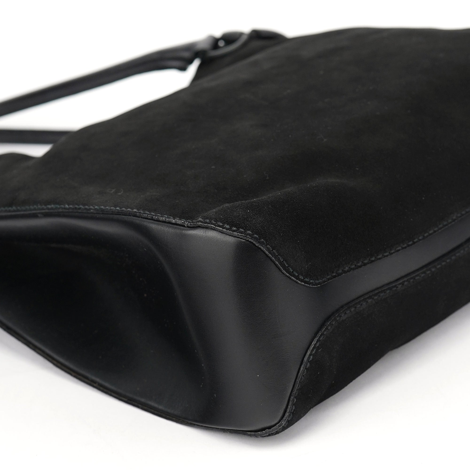Black Suede Horsebit Tote Bag