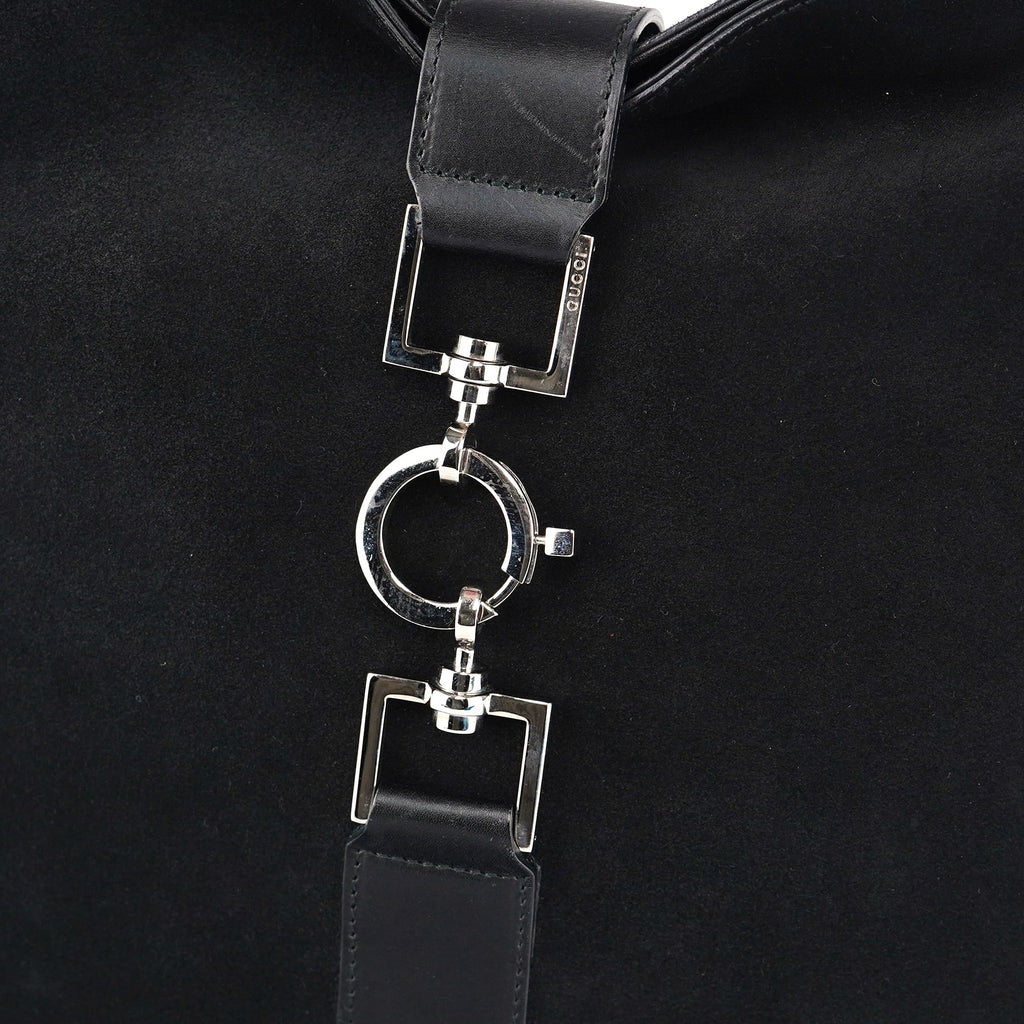 Black Suede Jackie Shoulder Bag