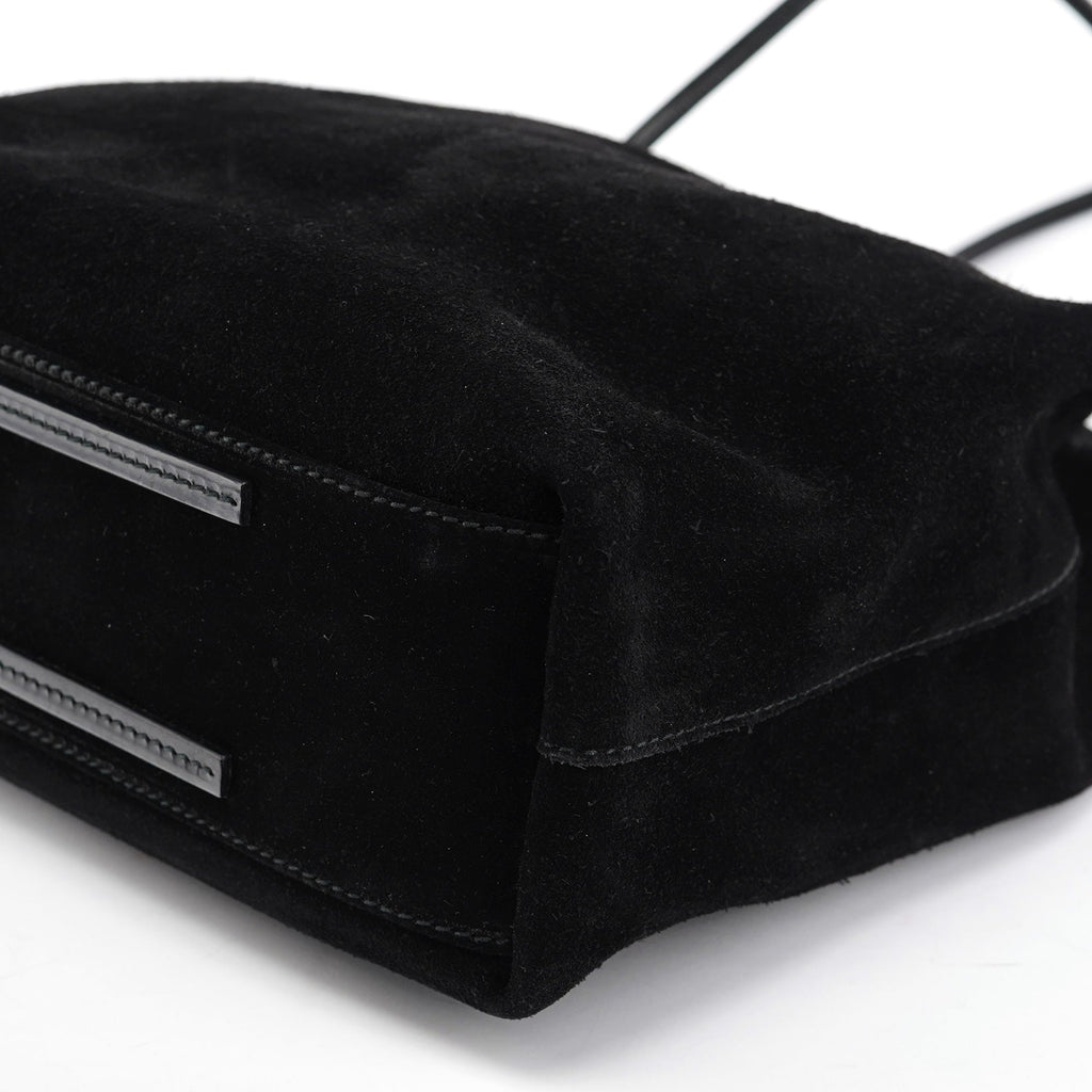 Black Suede Leather Tote Bag