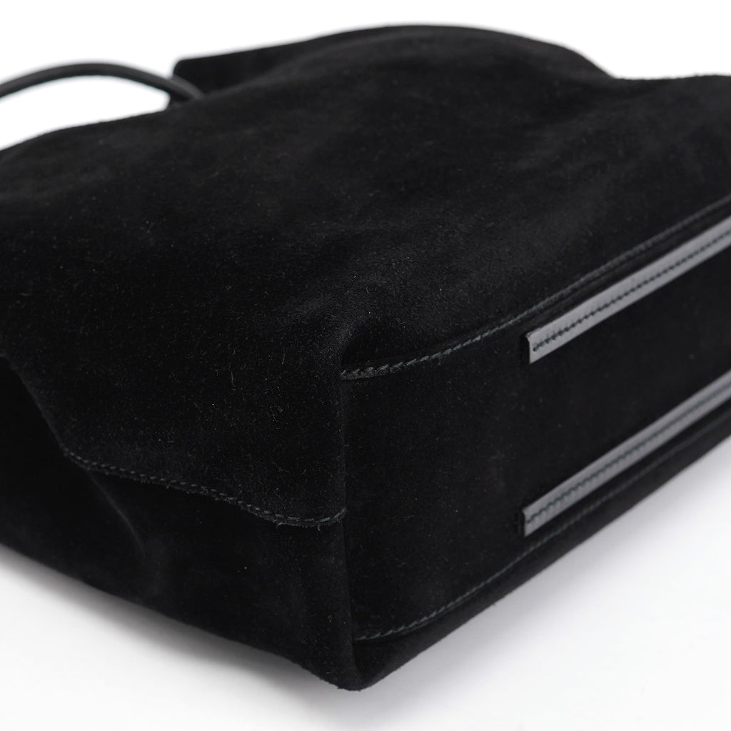 Black Suede Leather Tote Bag