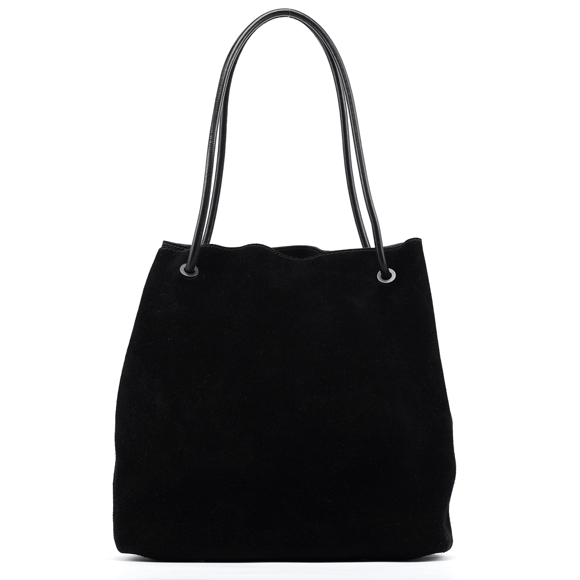 Black Suede Leather Tote Bag