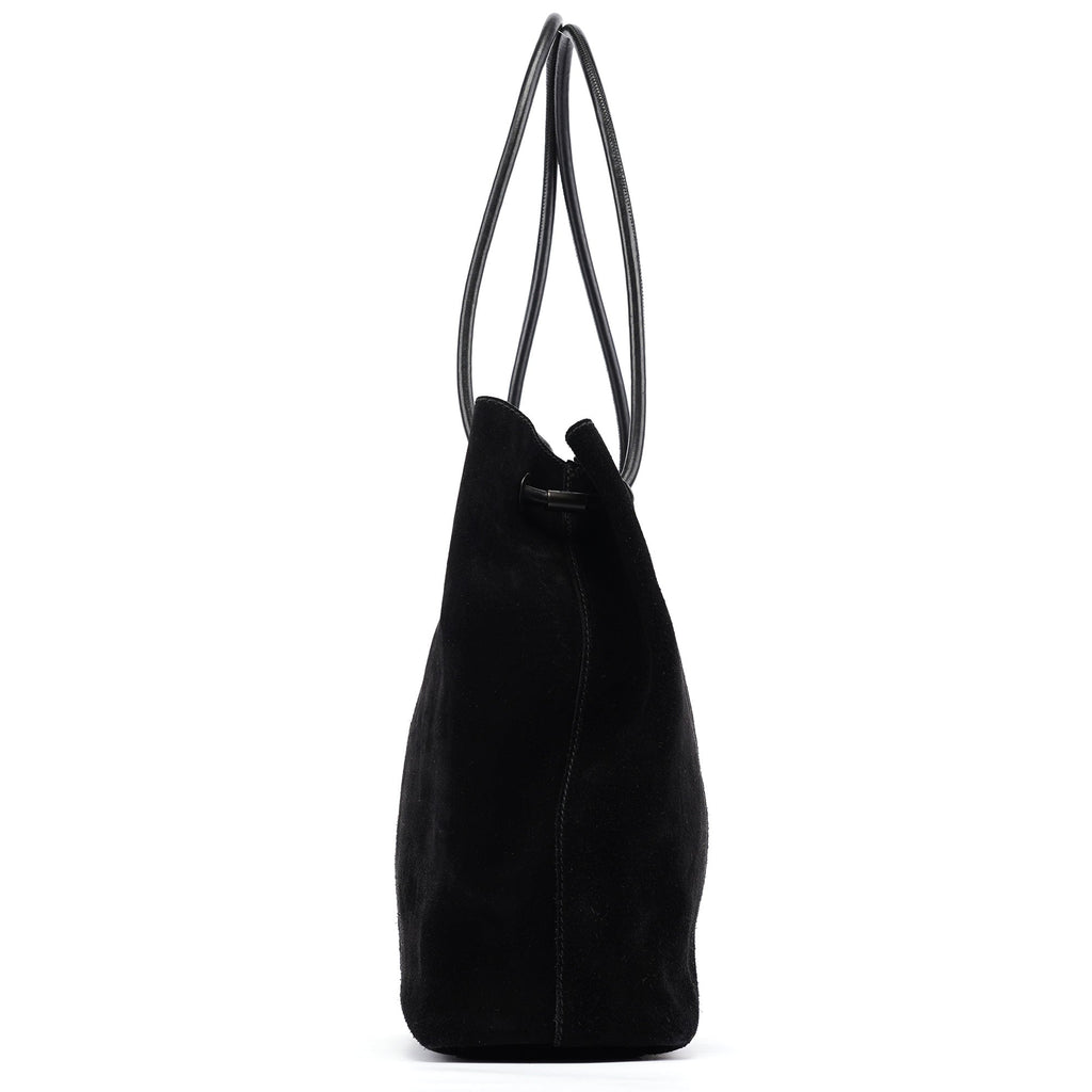 Black Suede Leather Tote Bag