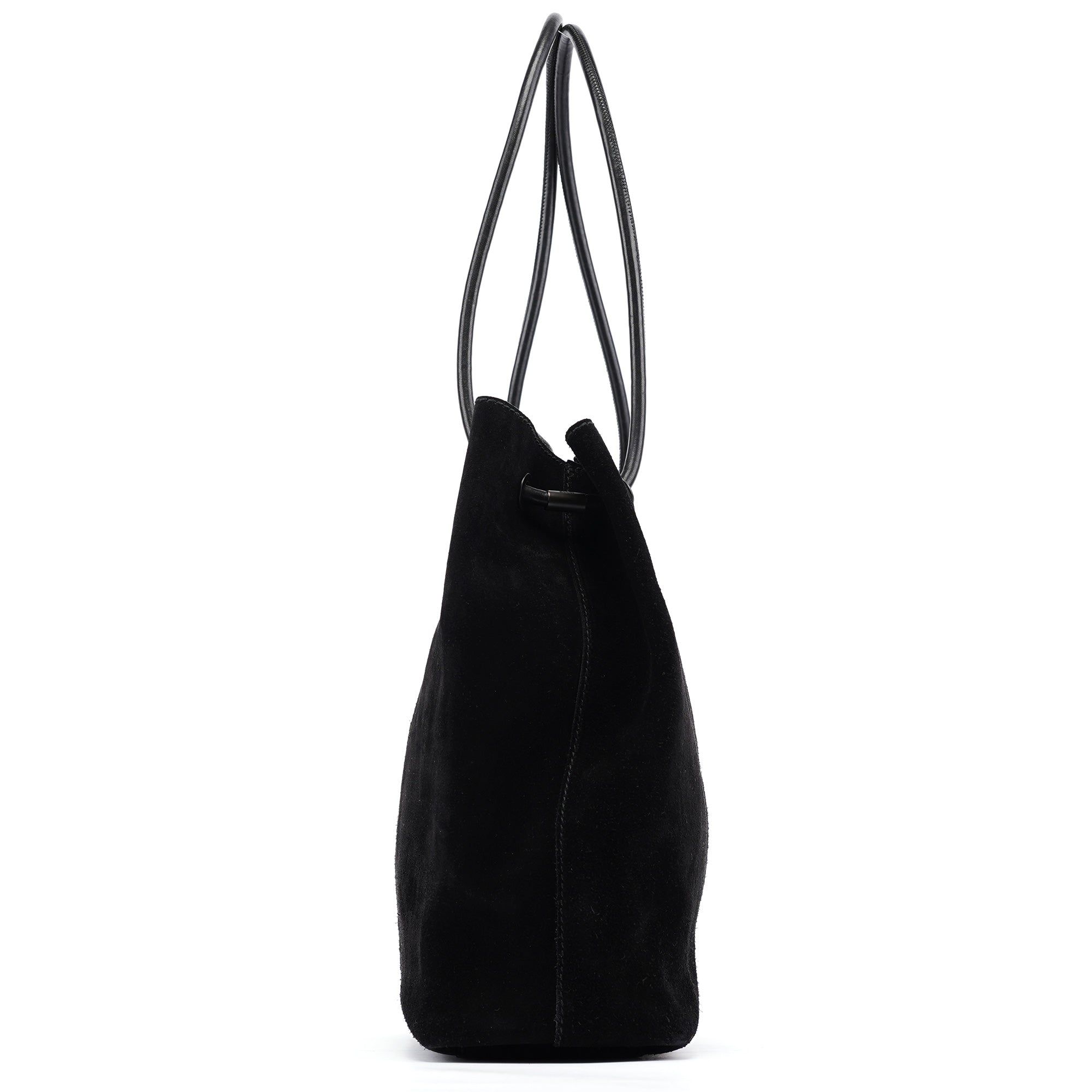 Black Suede Leather Tote Bag