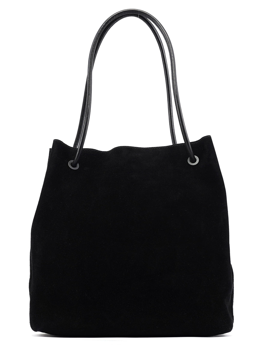 Black Suede Leather Tote Bag