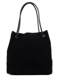 Black Suede Leather Tote Bag