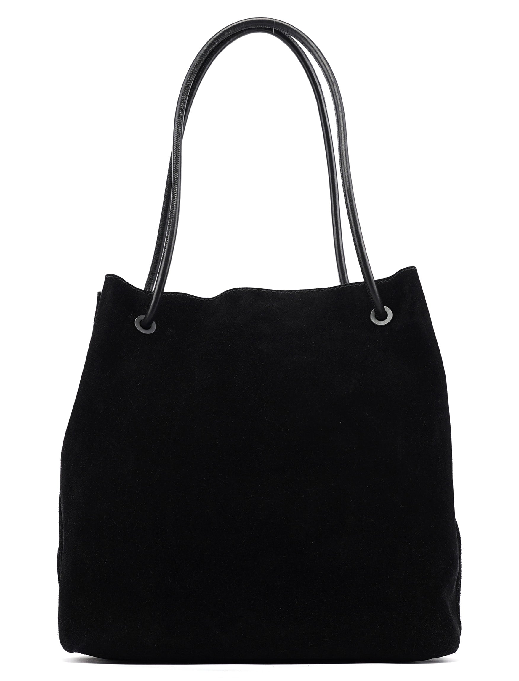 Black Suede Leather Tote Bag