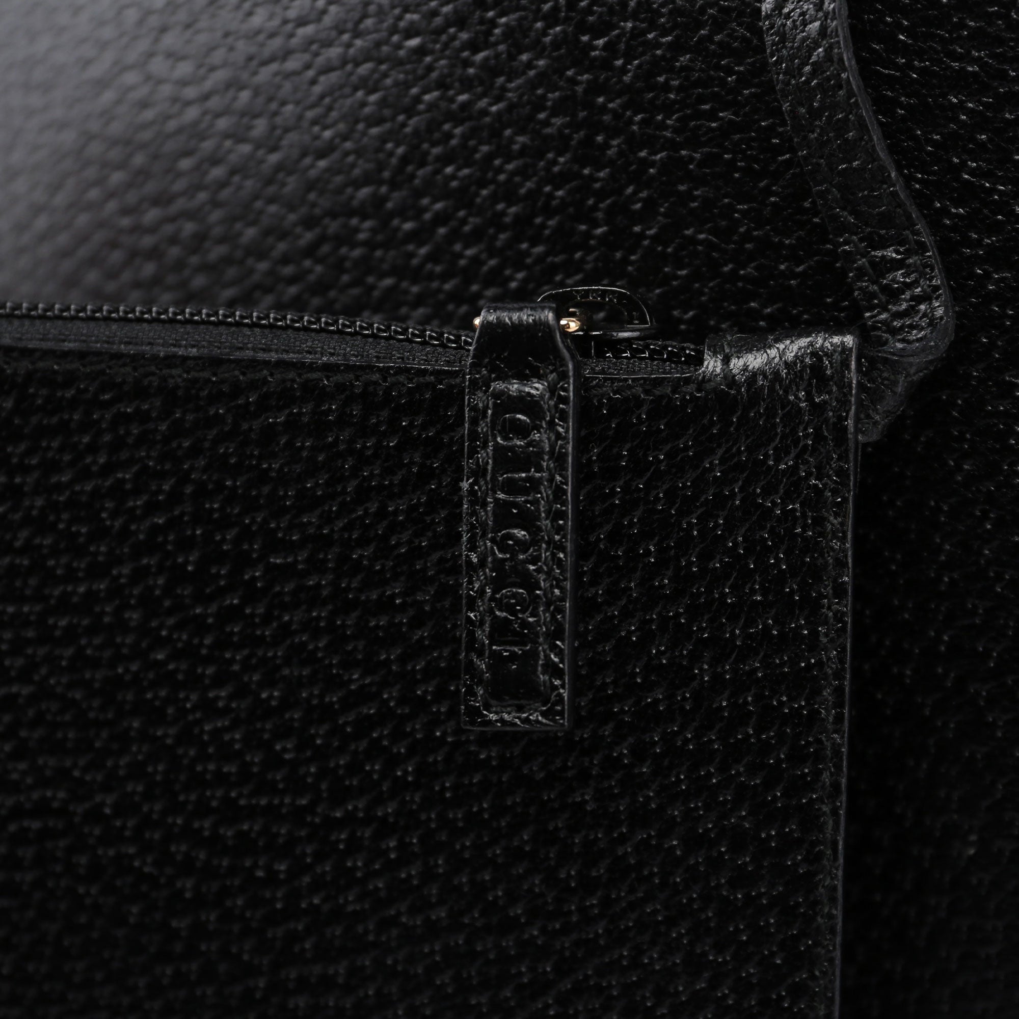 Black Textured Leather Bamboo Shoulder Bag