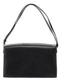 Black Textured Leather Hobo Shoulder Bag