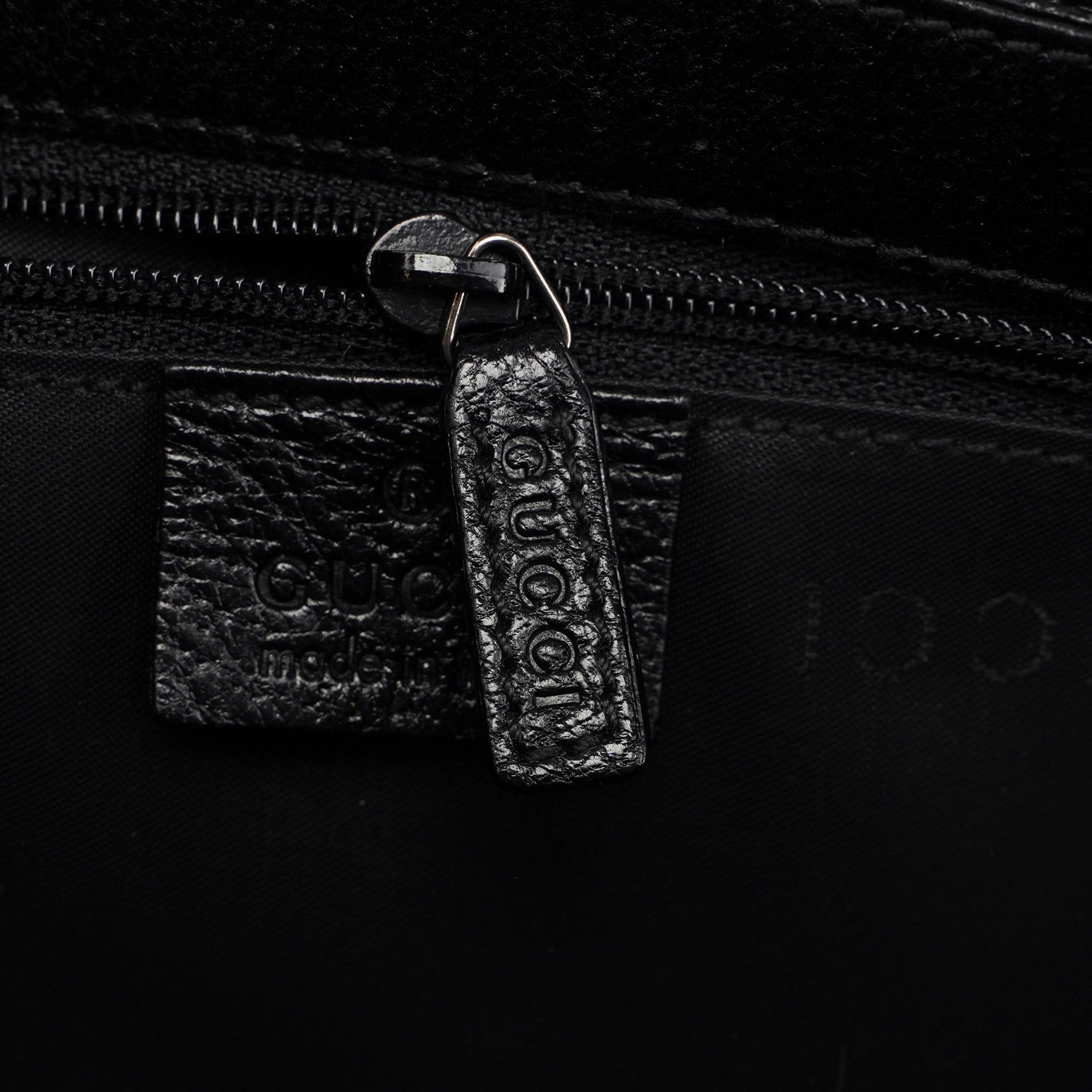 Black Textured Leather Hobo Shoulder Bag