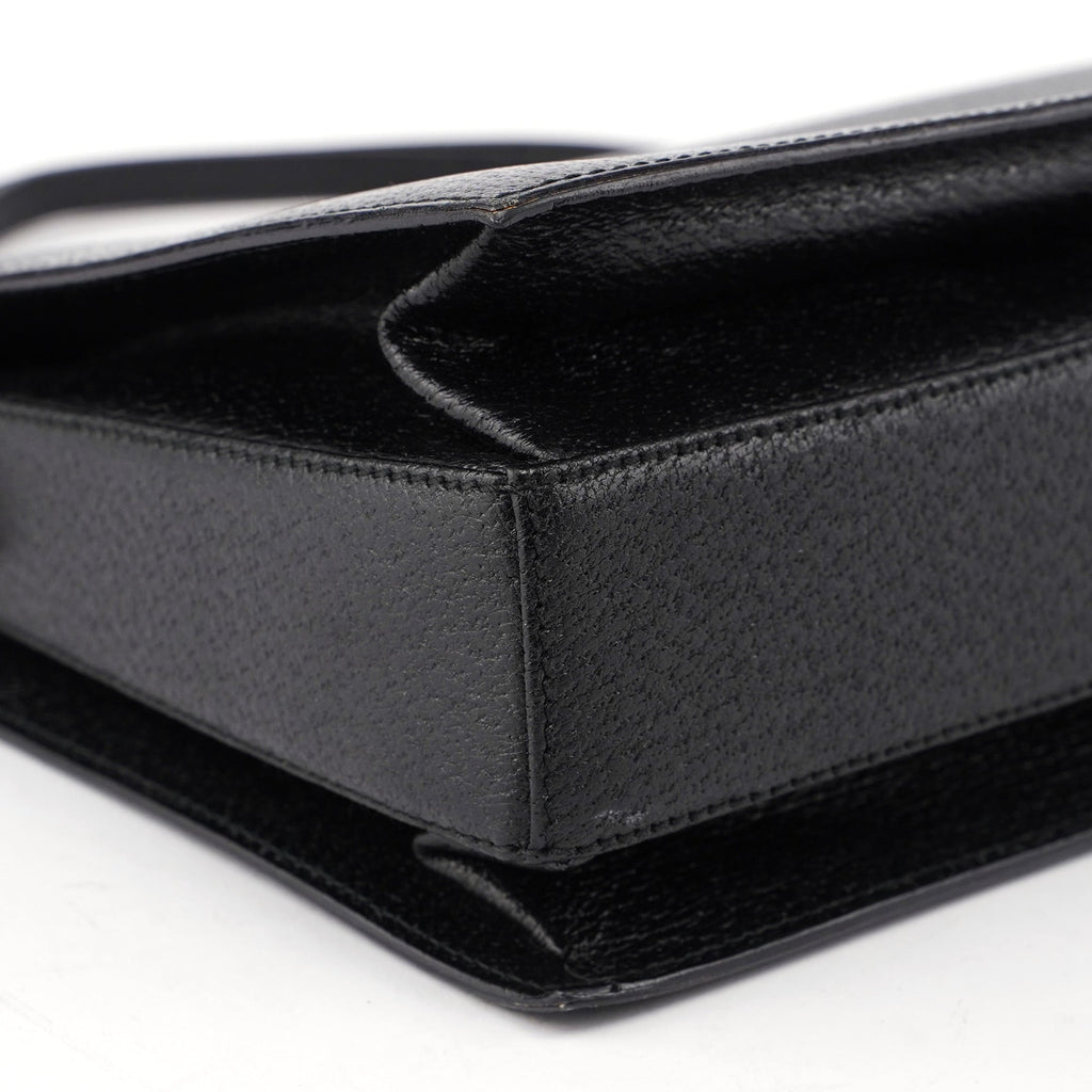 Black Textured Leather Hobo Shoulder Bag