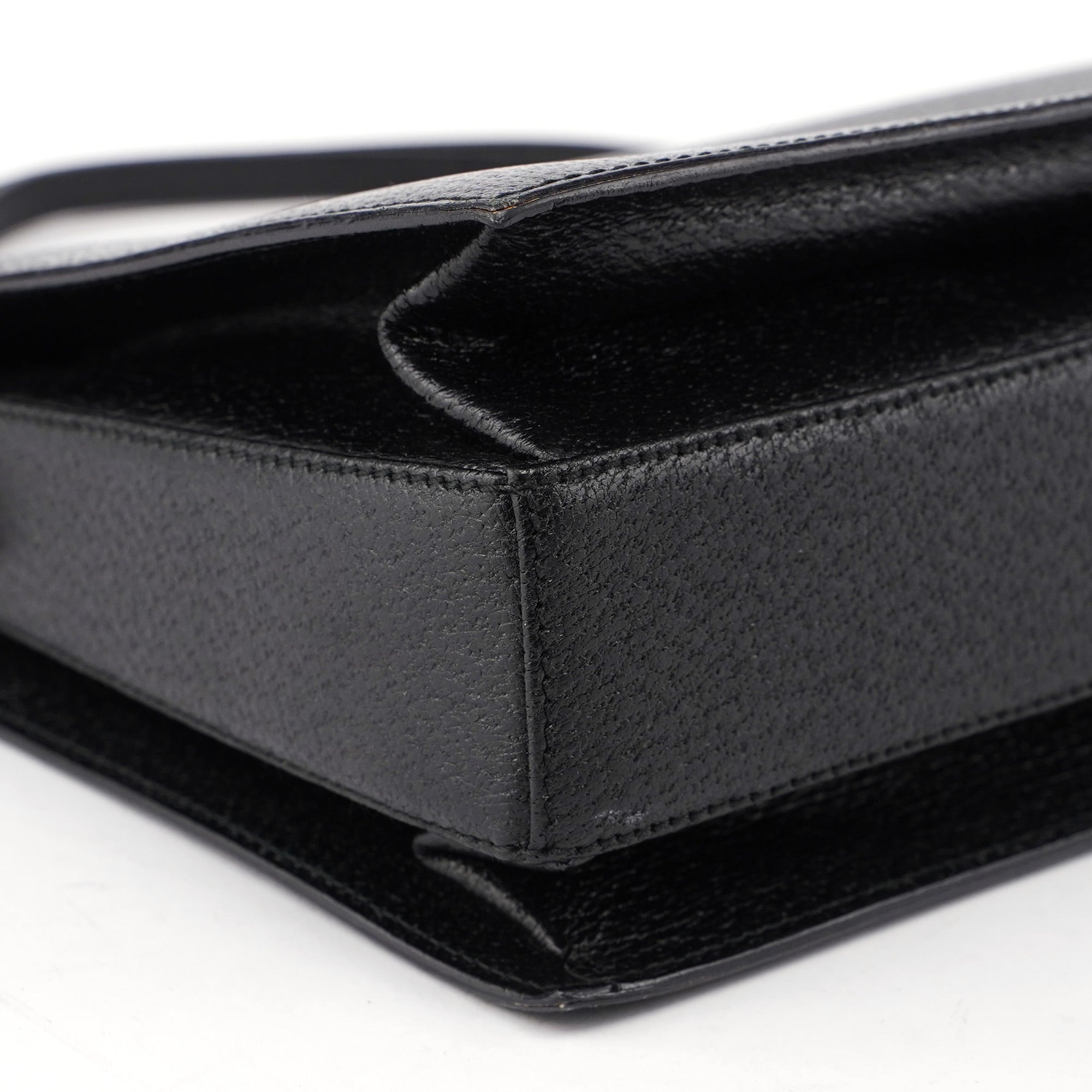 Black Textured Leather Hobo Shoulder Bag