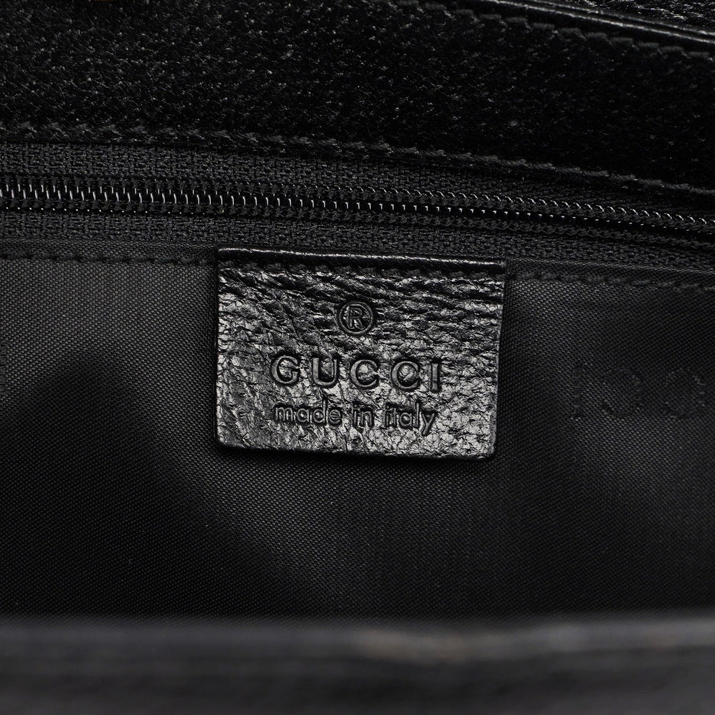 Black Textured Leather Hobo Shoulder Bag