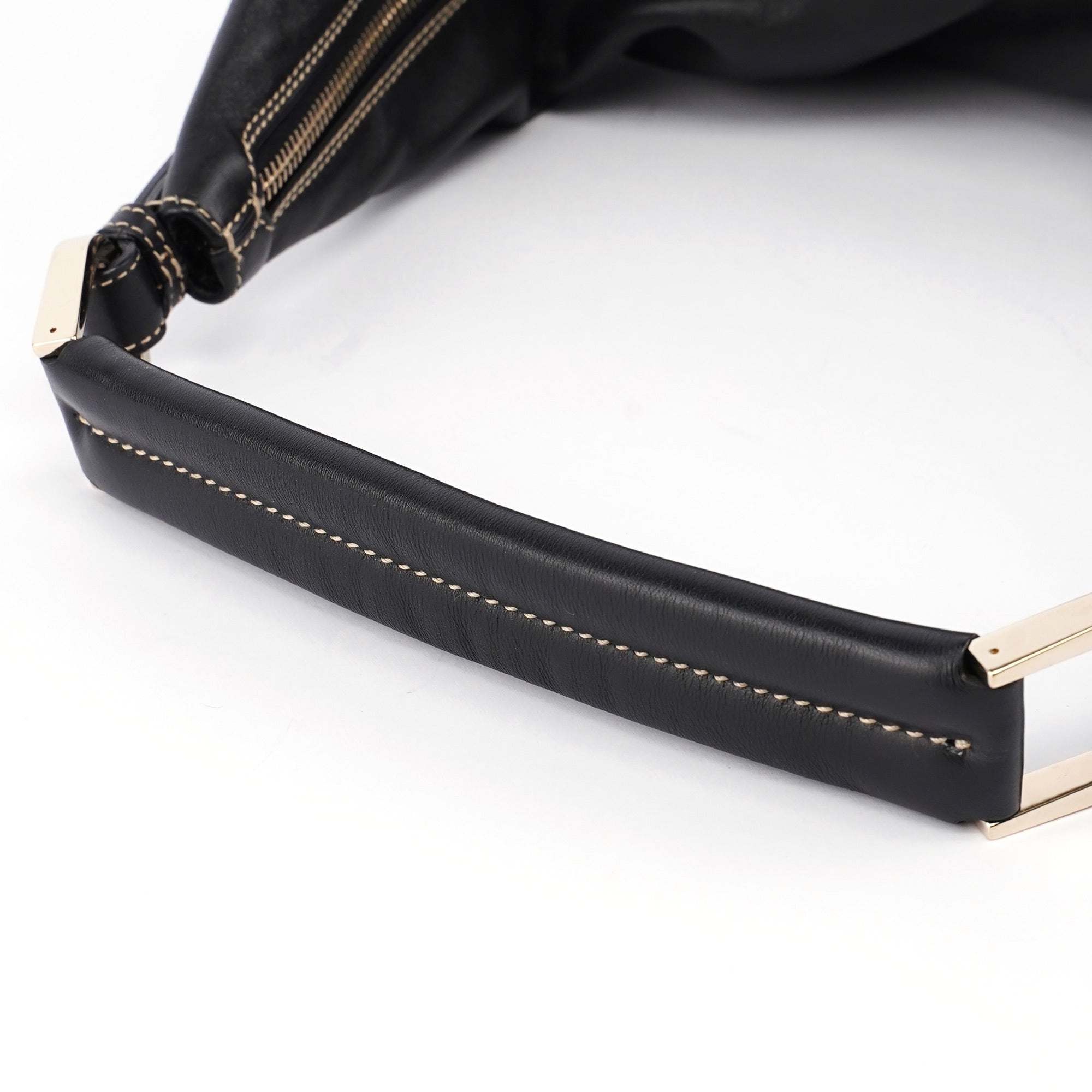 Black Vitello Hobo Shoulder Bag