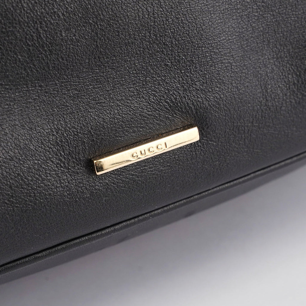 Black Vitello Hobo Shoulder Bag