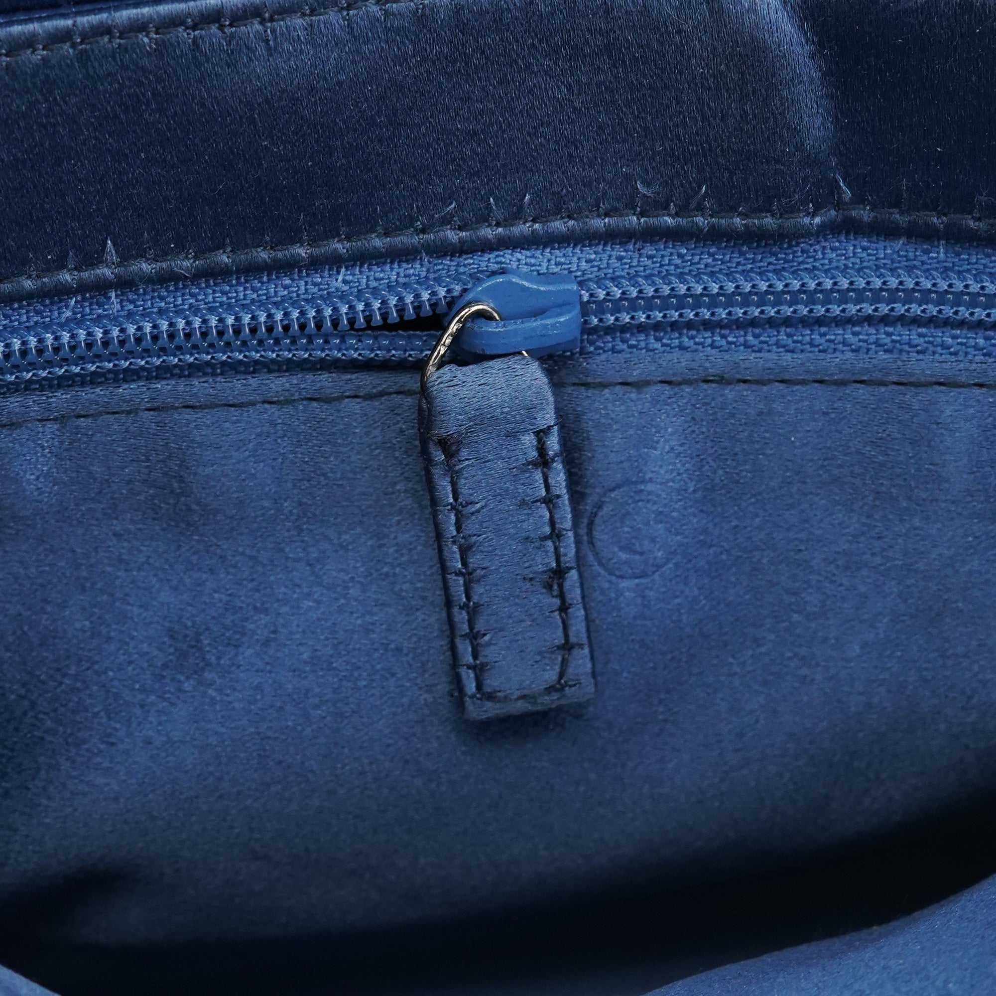 Blue Satin Chain Shoulder Bag