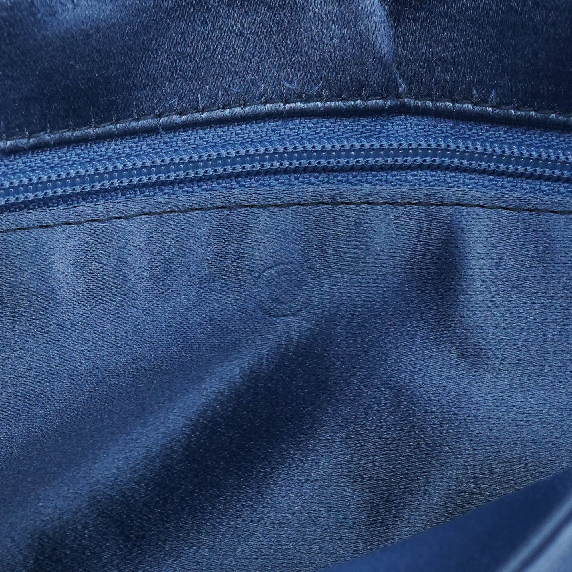 Blue Satin Chain Shoulder Bag