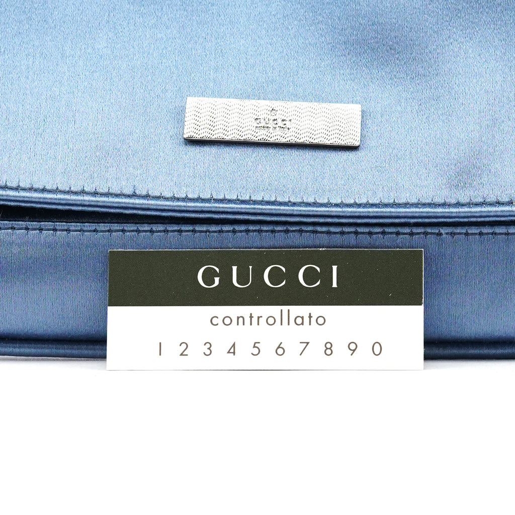 Blue Satin Chain Shoulder Bag