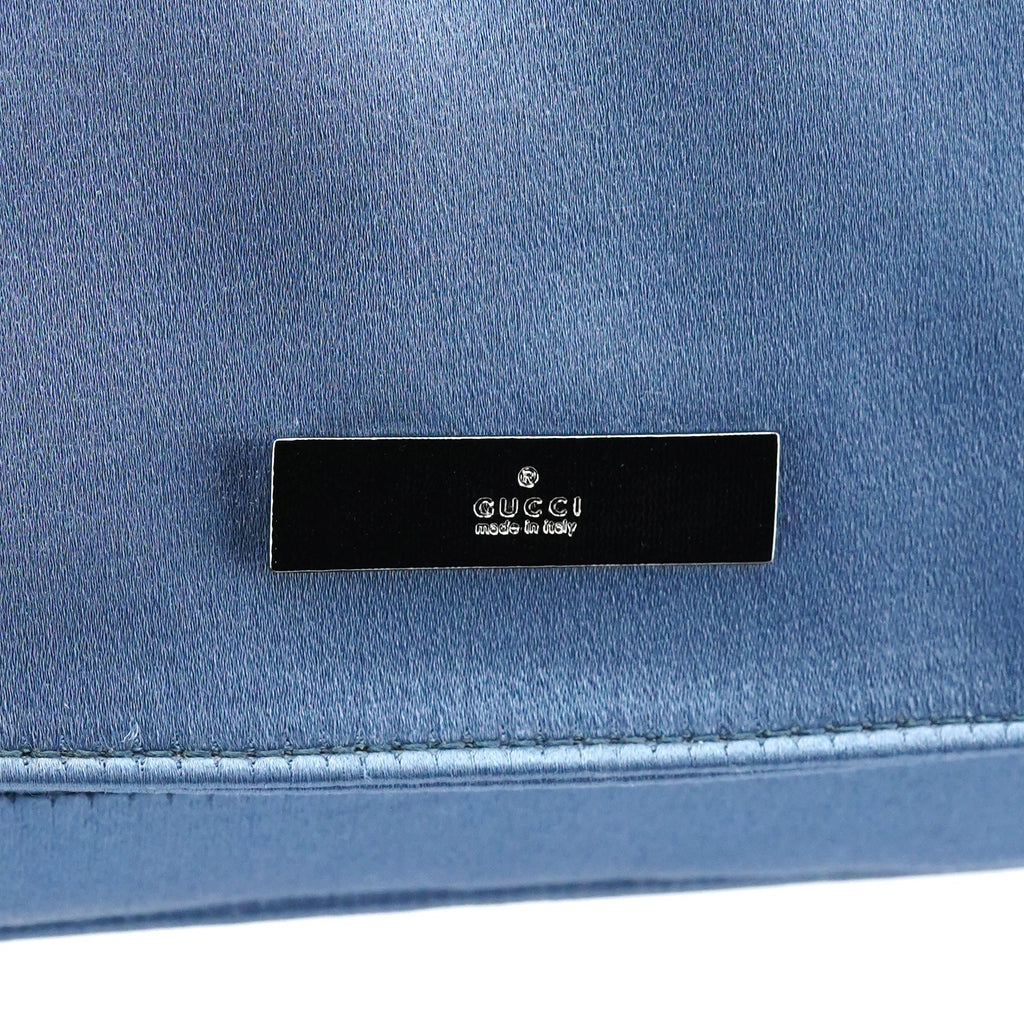 Blue Satin Chain Shoulder Bag
