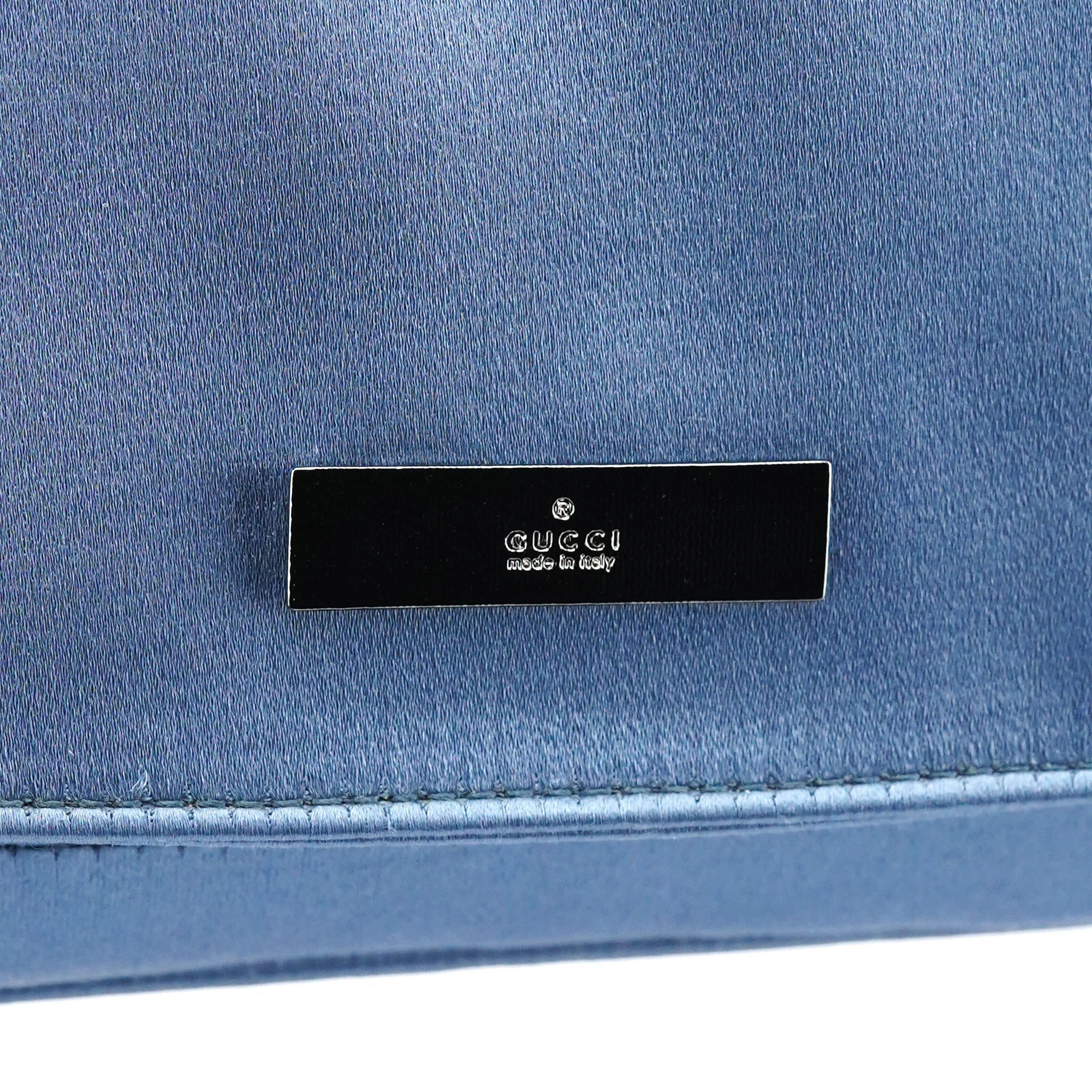 Blue Satin Chain Shoulder Bag